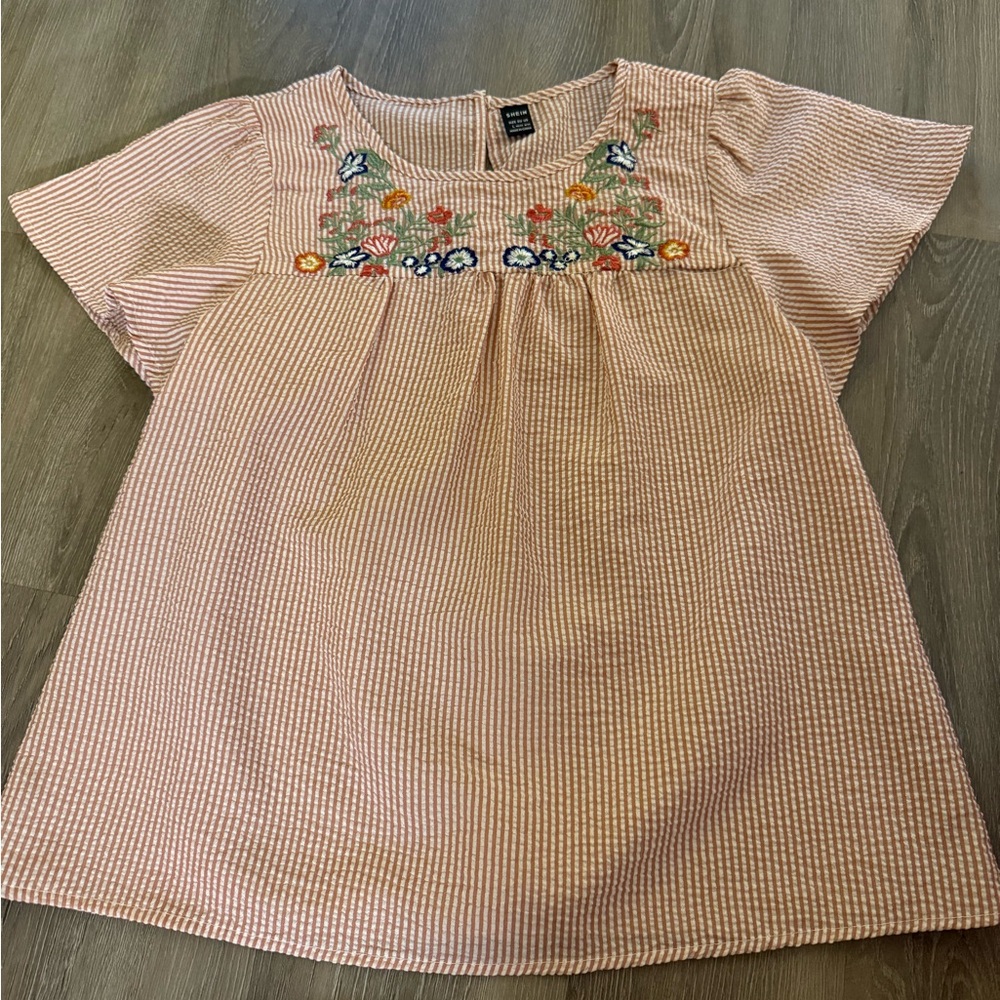 Striped Embroidered Blouse
